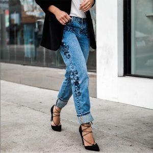 One Teaspoon floral embroidered jeans